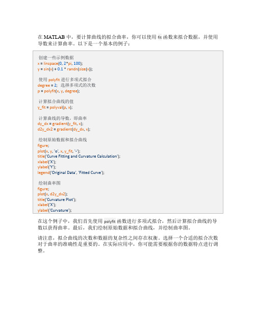 matlab 曲线拟合曲率