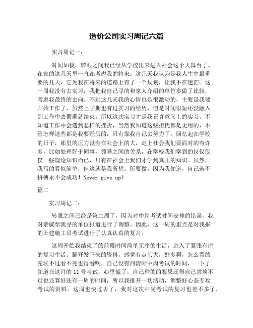 造价公司实习周记六篇