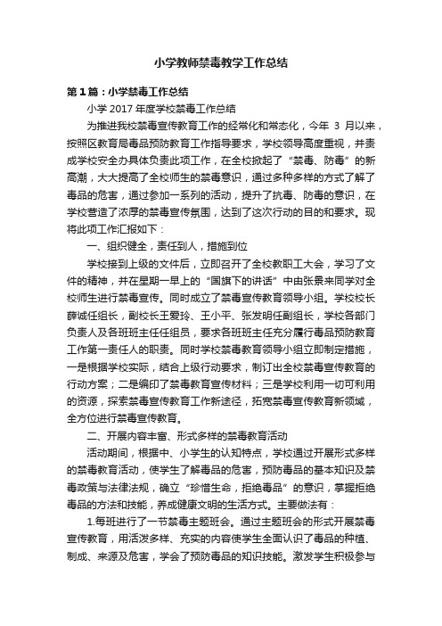 小学教师禁毒教学工作总结