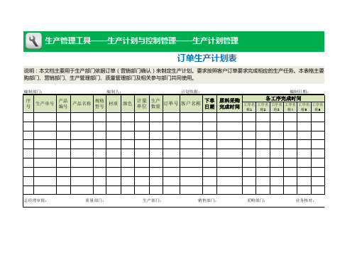 订单生产计划表