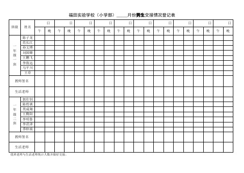 宿舍交接登记表