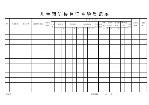 入托、入学儿童预防接种证查验登记表