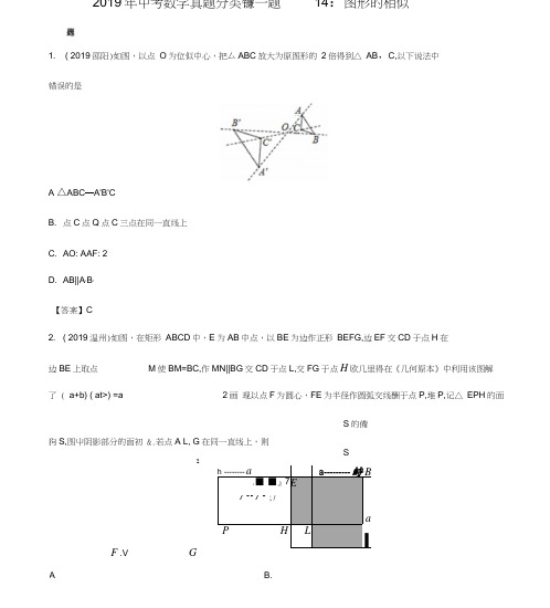 2019年中考数学真题分类训练——专题14：图形的相似