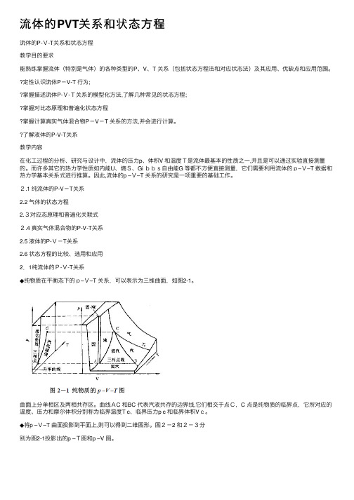 流体的PVT关系和状态方程