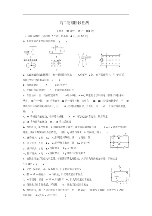 山东锦泽技工学校2017-2018学年高二下学期第一次月考物理试卷(无答案)