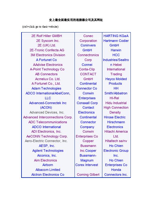 史上最全面最实用的连接器公司及其网址.doc