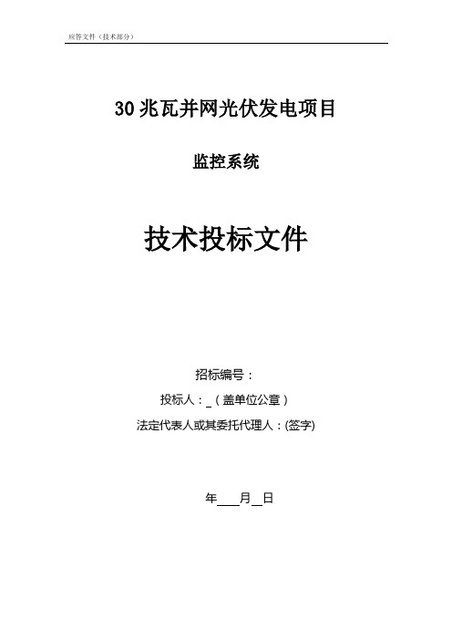 30兆瓦并网光伏发电项目 技术标书