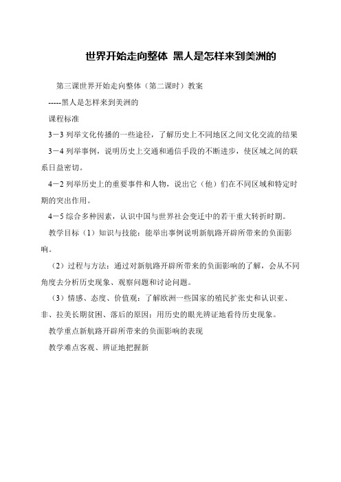 世界开始走向整体 黑人是怎样来到美洲的