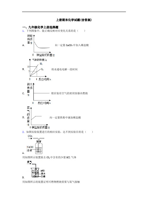 初三化学上册期末化学试题(含答案)