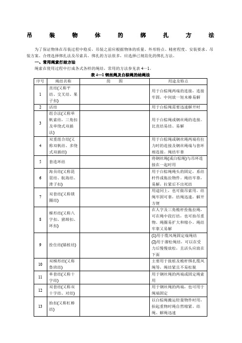 吊装物体的绑扎方法