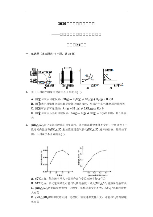 2020届高三化学二轮复习高考常考题：化学反应速率曲线分析【精编23题】(含解析)