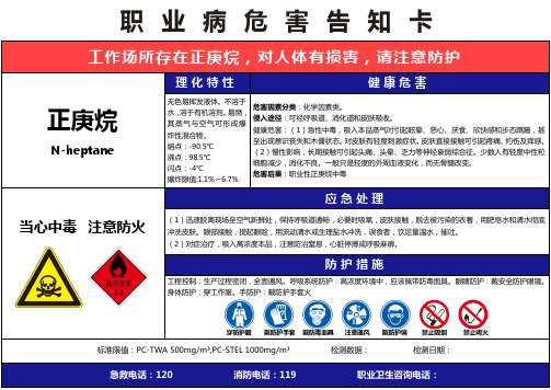 【正庚烷】职业病危害告知卡(精编版)