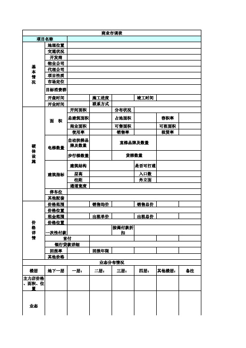 房地产商业市调表