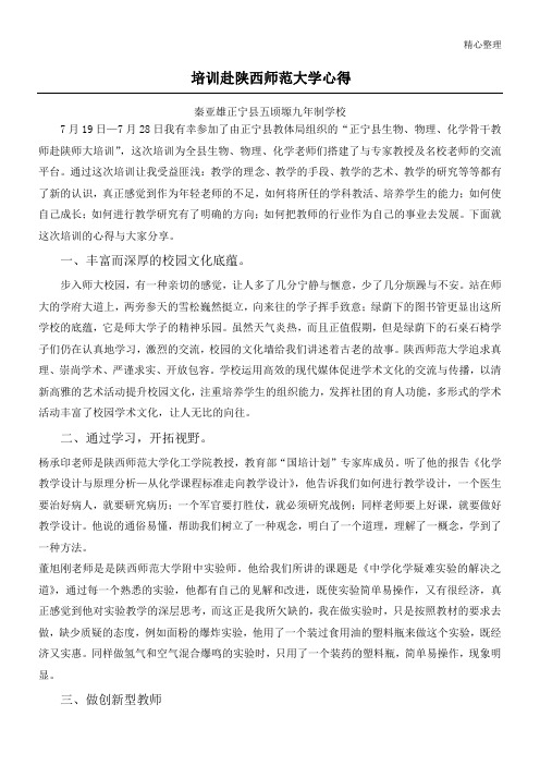 赴陕西师范大学培训心得