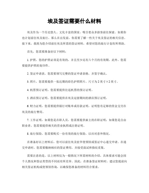 埃及签证需要什么材料