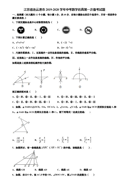 江苏省连云港市2019-2020学年中考数学仿真第一次备考试题含解析