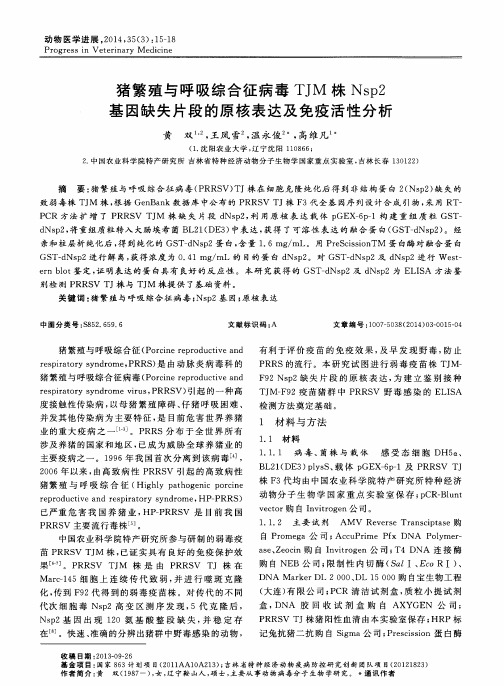 猪繁殖与呼吸综合征病毒TJM株Nsp2基因缺失片段的原核表达及免疫活性分析