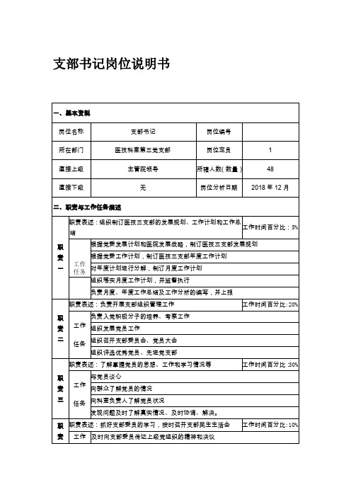 支部书记岗位说明书