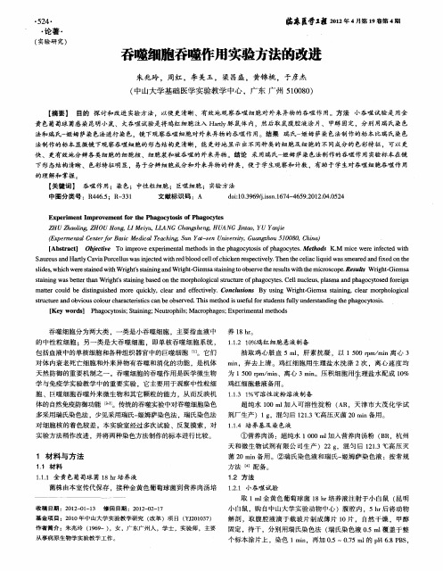 吞噬细胞吞噬作用实验方法的改进