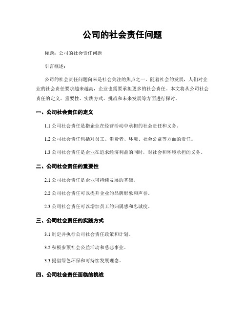 公司的社会责任问题