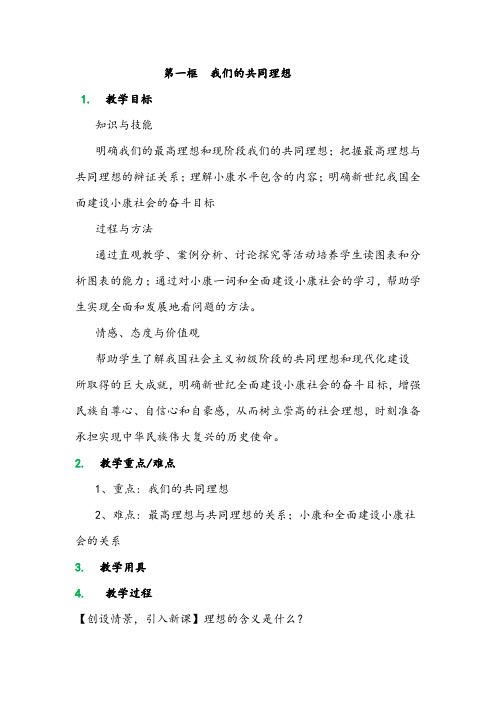 【公开课教案】《我们的共同理想》教学设计