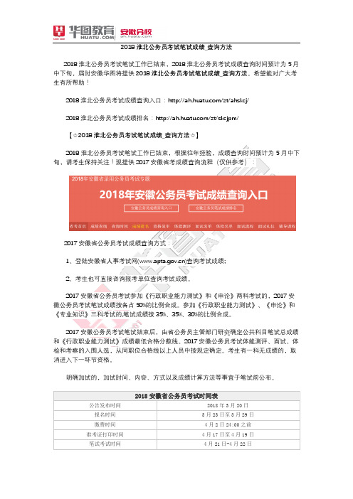 2018淮北公务员考试笔试成绩_查询方法