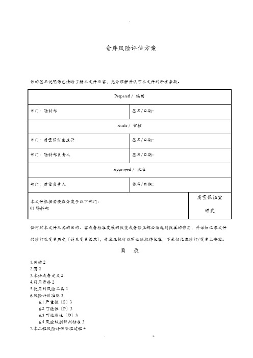 药品生产企业仓库风险评估方案