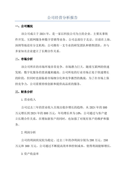 公司经营分析报告