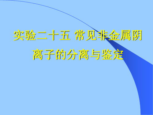 实验十九 常见非金属阴离子的分离与鉴定