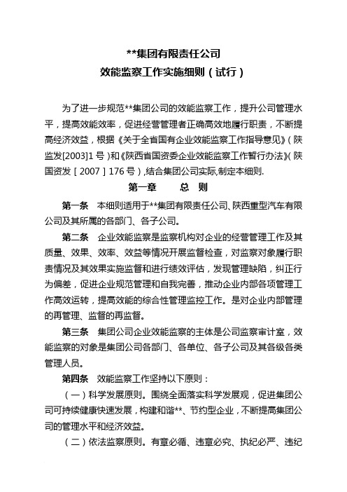 集团有限公司效能监察工作实施细则