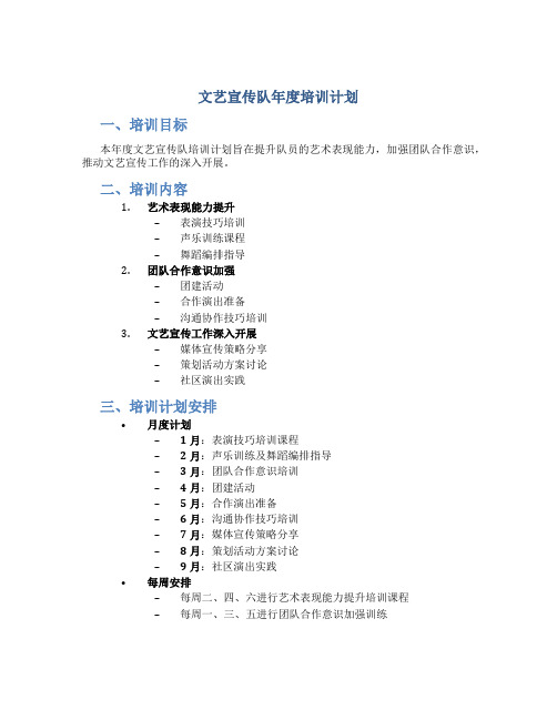 文艺宣传队年度培训计划