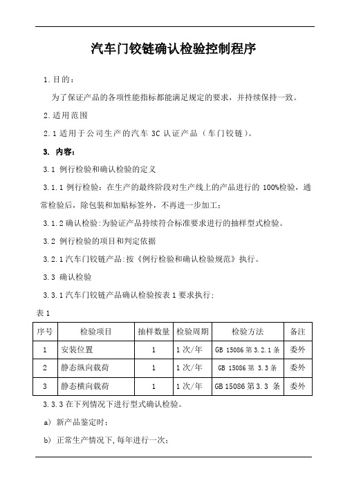 汽车门铰链确认检验控制程序