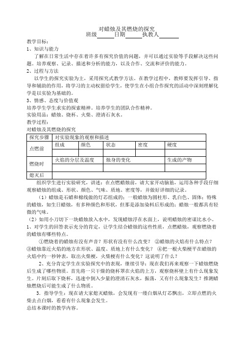 中学化学科学生分组实验教学教案