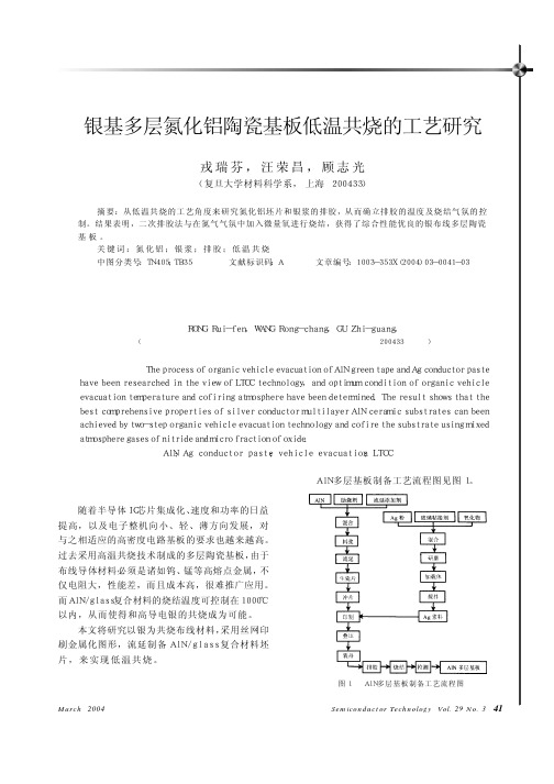 银基多层氮化铝陶瓷基板低温共烧的工艺研究