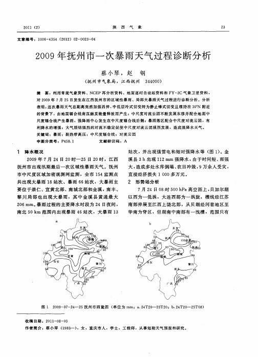 2009年抚州市一次暴雨天气过程诊断分析