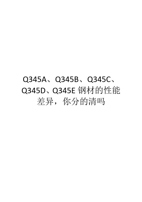 Q345A、Q345B、Q345C、Q345D、Q345E钢材的性能差异,你分的清吗