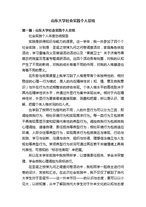 山东大学社会实践个人总结