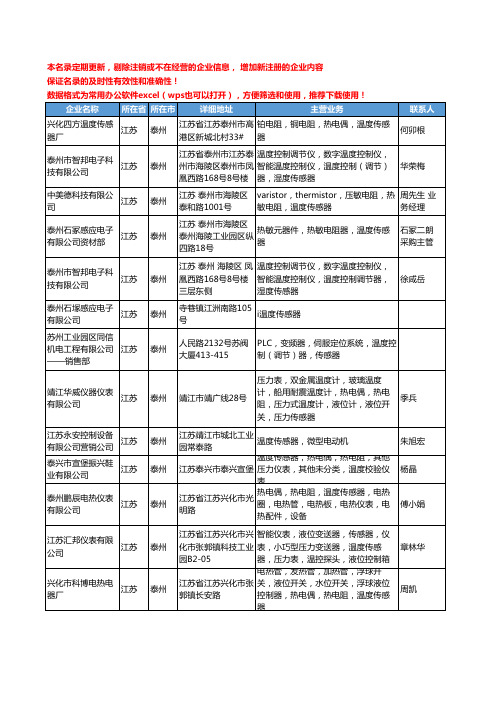 2020新版江苏省泰州温度传感器工商企业公司名录名单黄页大全30家