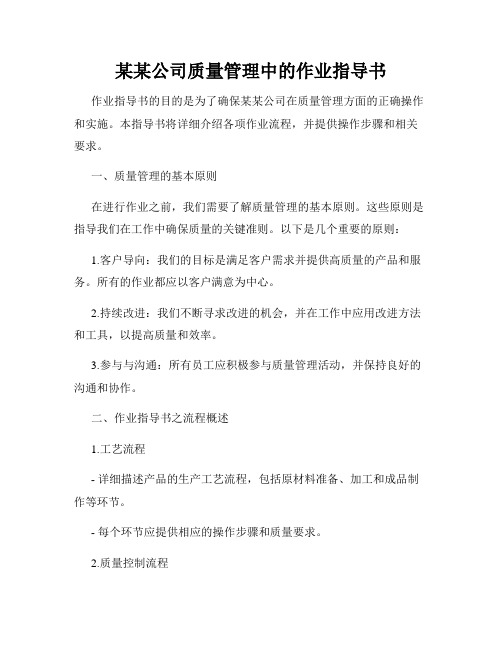 某某公司质量管理中的作业指导书