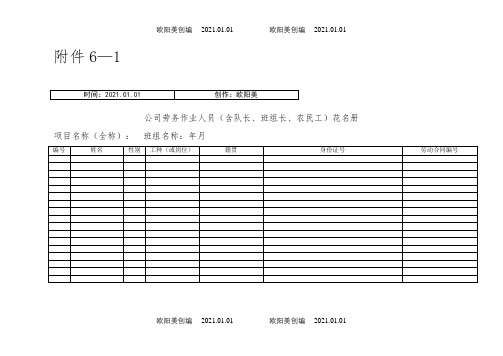 实名制管理表格之欧阳美创编