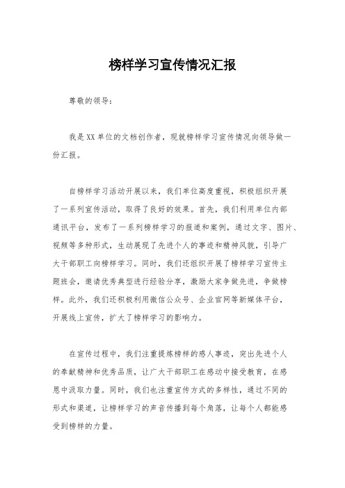 榜样学习宣传情况汇报