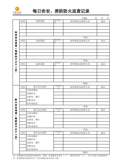 每日治安消防安全巡查记录