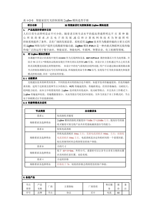 4-2-3+智能家居灯光控制系统ZigBee模块选型手册