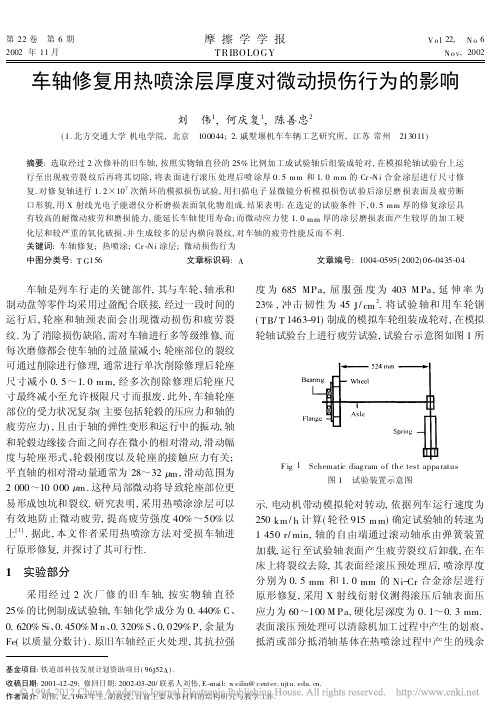 车轴修复用热喷涂层厚度对微动损伤行为的影响