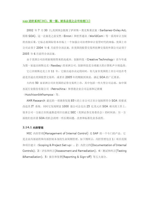 SAP进阶13-财务总览之公司治理