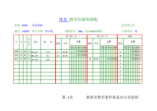 体育器械明细账