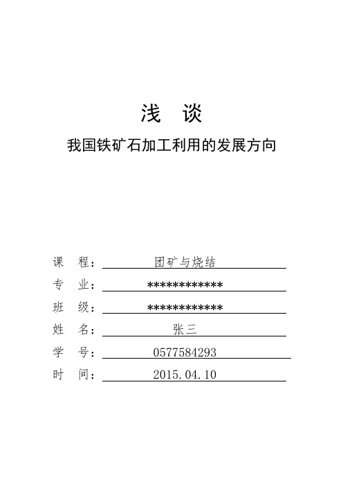 浅谈我国铁矿石加工利用的发展方向