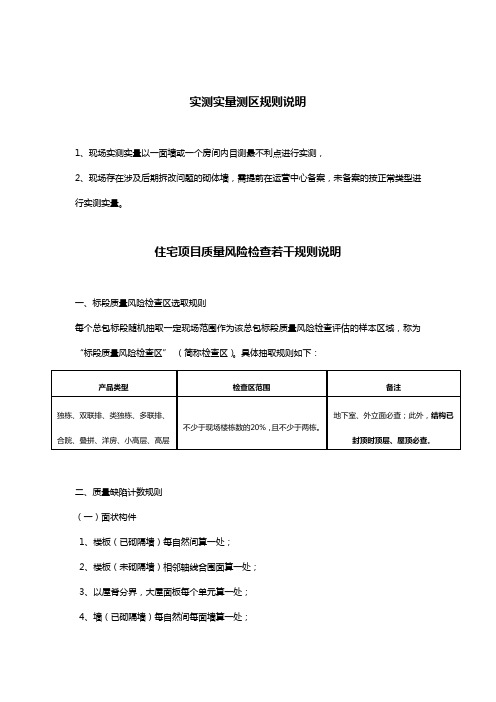 地产实测实量测区及质量风险测量若干规则说明