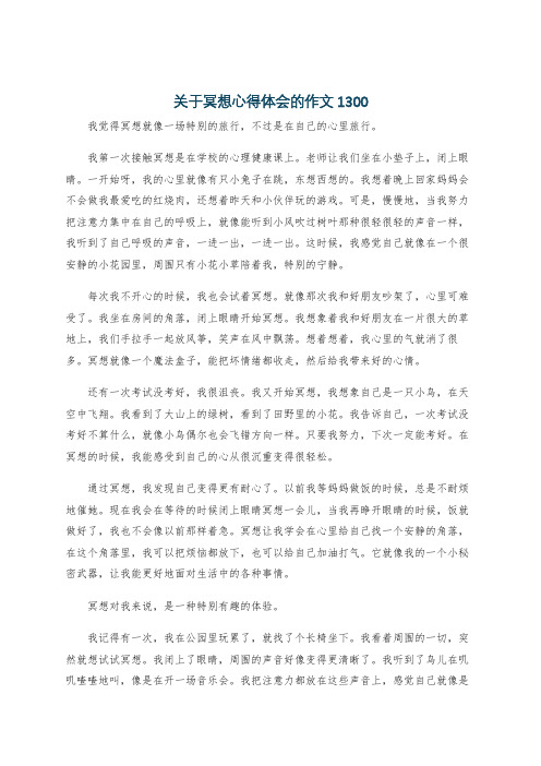 关于冥想心得体会的作文1300