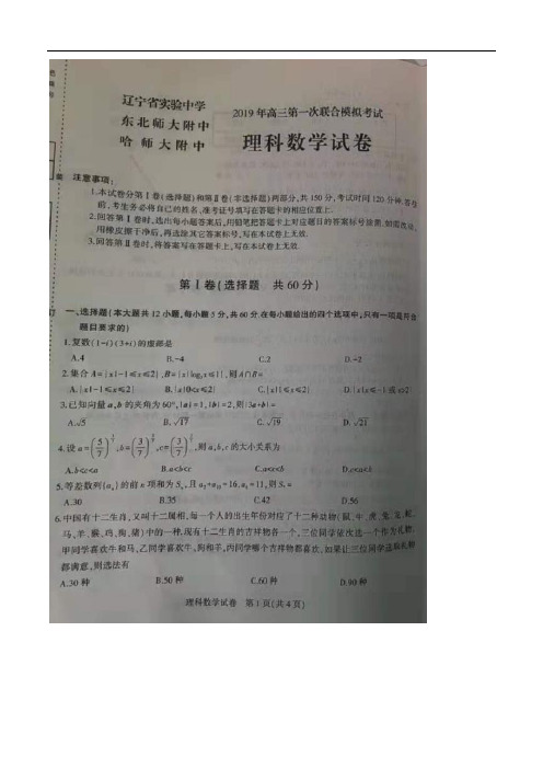 东北三省三校2019届高三下学期3月一模考试数学(理)试卷.doc